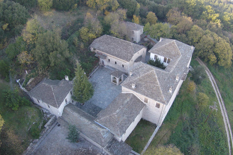 aerial photograph of monastery